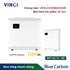 Pin lưu trữ Blue Carbon BCT UU 12-100 1.28 kWh; pin lưu trữ blue carbon; pin lưu trữ; blue carbon; vinci; vinci power; vinci solar; vinci điện mặt trời;