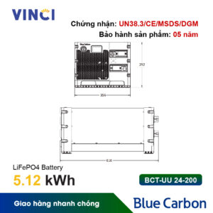 Pin lưu trữ Blue Carbon BCT-UU 24-200; pin lưu trữ; điện mặt trời; pin lưu trữ điện mặt trời; vinci; vinci điện mặt trời; vinci solar