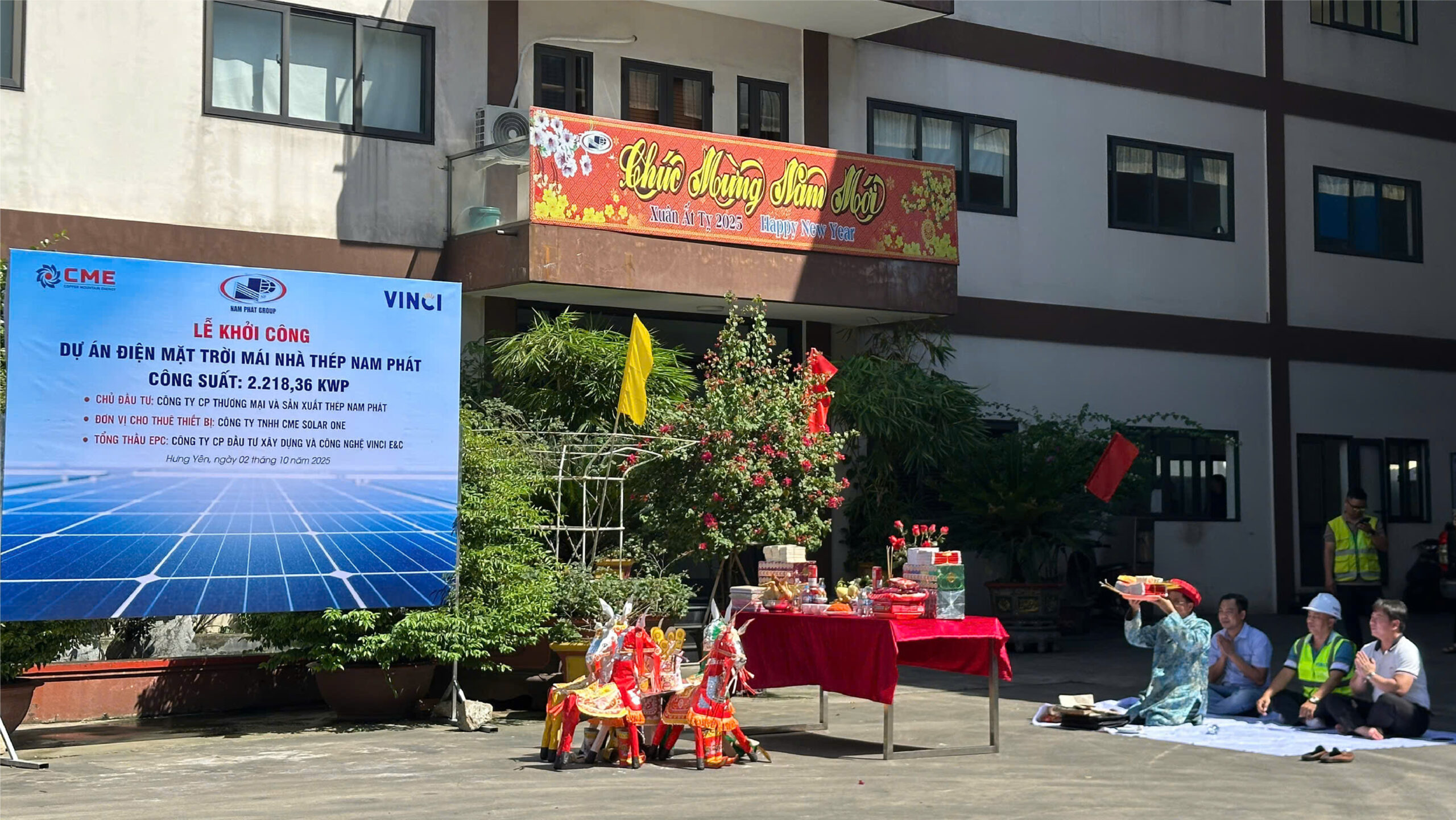Khởi công điện mặt trời mái nhà điện mặt trời mái nhà; điện mặt trời mái nhà thép nam phát; tổng thầu EPC; điện mặt trời áp mái; solar; vinci; vinci e&c; vinci power; khởi công điện mặt trời